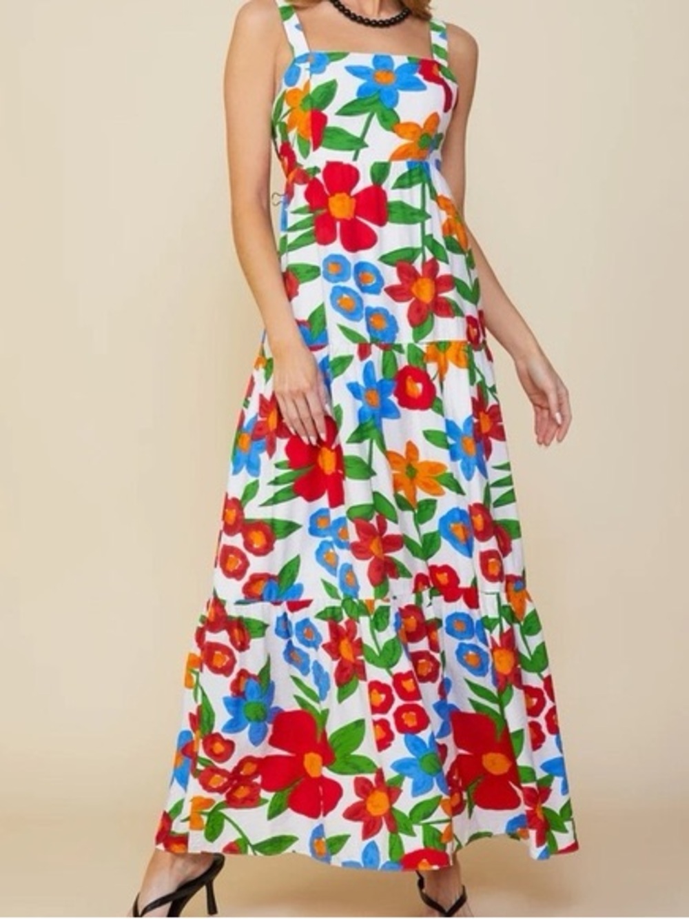 Bright Floral Tiered Maxi Dress